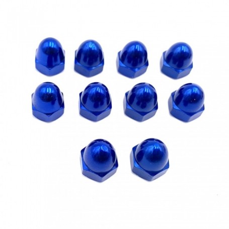 Pack de 10 Ecrou Borgne en Aluminium 7075 M6 x (1.00mm) Anodisé Bleu