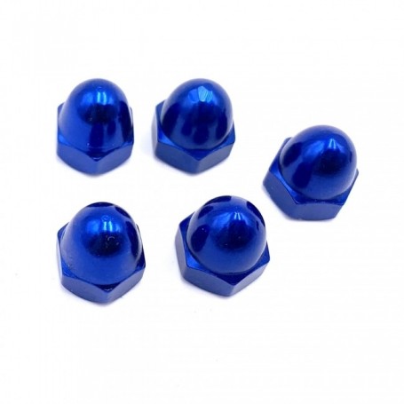 Pack de 5 Ecrou Borgne en Aluminium 7075 M4 x (0.70mm) Anodisé Bleu