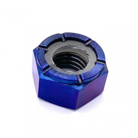 Ecrou Hexagonal Nylstop en Titane M12 x (1.75mm) - DIN 985 Bleu